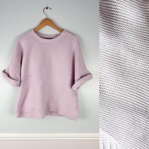 Pure Collection Lilac Crew Neck Sweater Organic Cotton Stitch Interest Top Sz XL